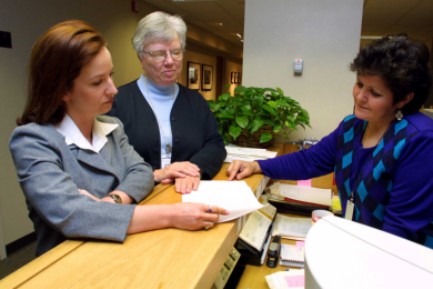 Secretarial Group From Left to Right Nonnie Simpson, Sr. N., Cindy Williams